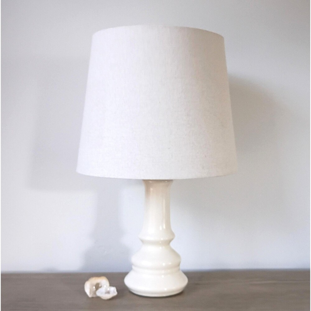 Vintage Small Cream Ceramic Lamp for Living Room Accent Table Lamp Bedroom Decor